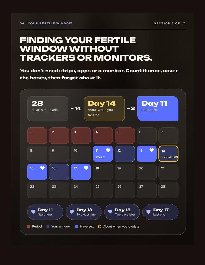 Report page: finding your fertile window. Sample report with fictional data.