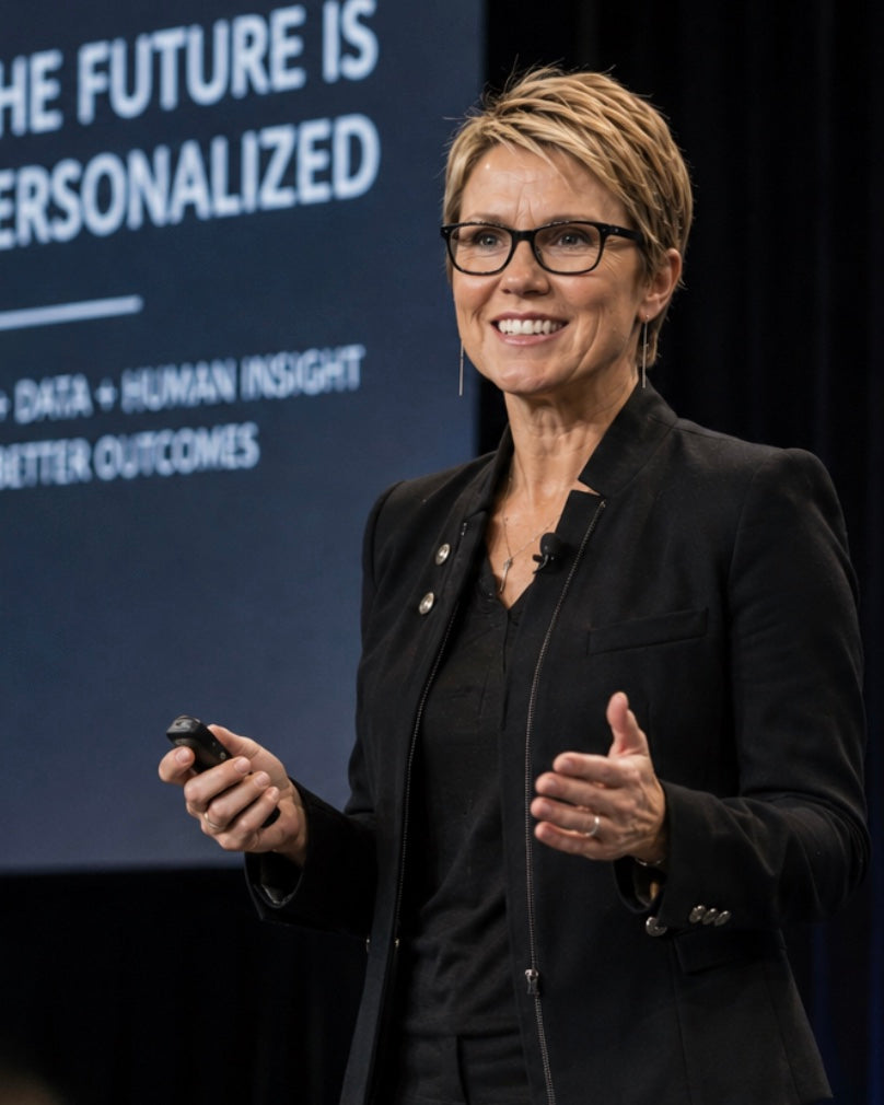 Kirsten Karchmer speaking on stage