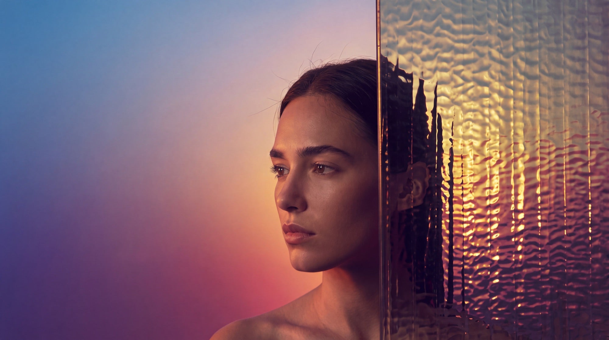 Portrait, light through glass